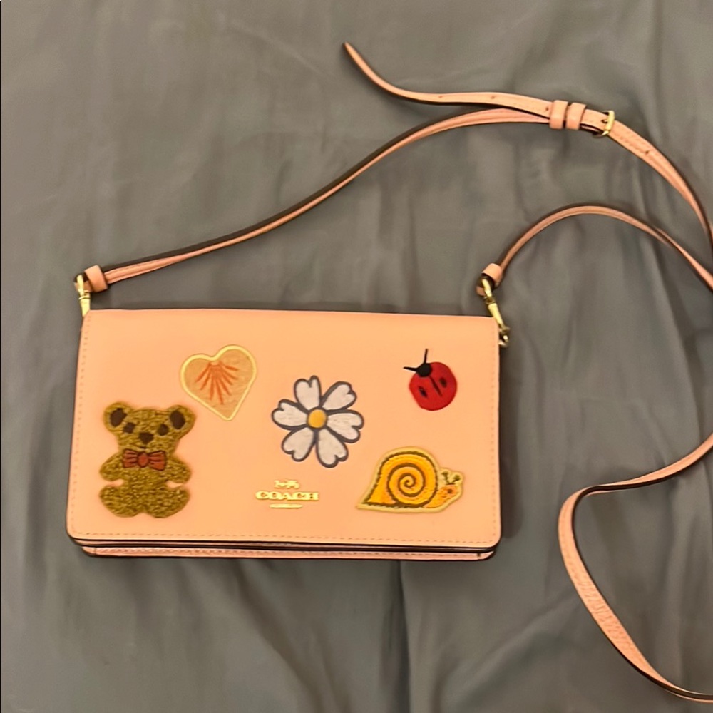 Brand NEW Coach Light Pink Crossbody with Fun Embroidery